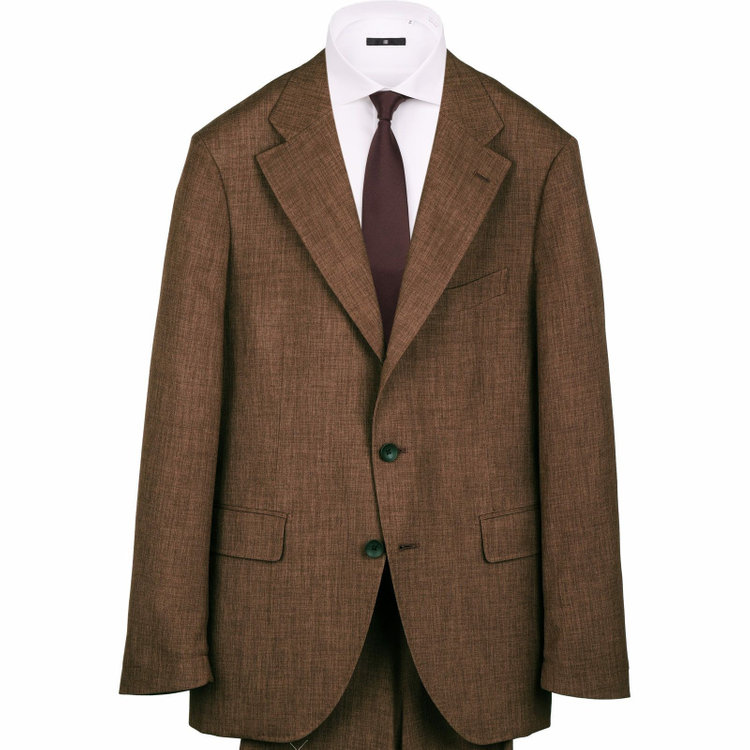 スーツセレクト 【発送在庫あり】【RBC】【春夏】3釦シングルスーツ 2タック/ブラウン/ドローコード&ウエストシャーリング/※パンツ裾上げ済仕様 ブラウン系(茶)