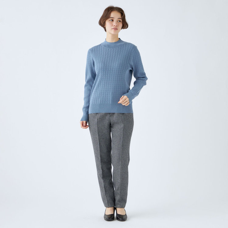 シルバーライン 【SL】【秋冬】 ハイネック ニットセーター/ブルー/マシンウォッシャブル 青淡色