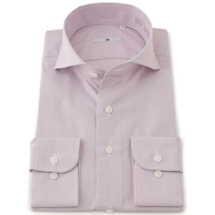 シルバーライン 【SILVER LINE】【形態安定】ホリゾンタルワイドワイシャツ/ワイン×ドビー 紫淡色