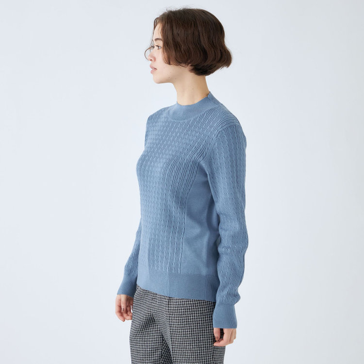 シルバーライン 【SL】【秋冬】 ハイネック ニットセーター/ブルー/マシンウォッシャブル 青淡色