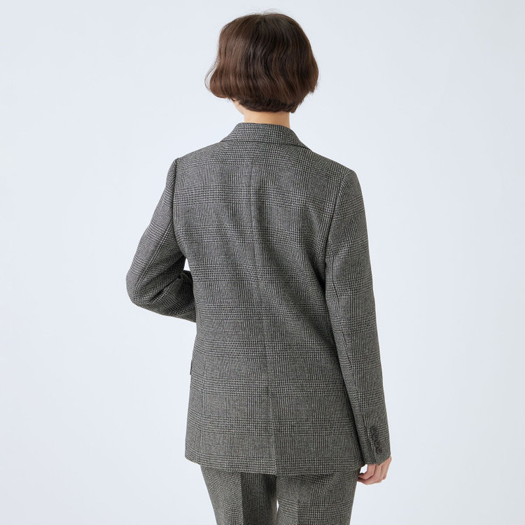 シルバーライン 【SL】【秋冬】2釦シングルパンツスーツ/グレー＆ブラック×グレンチェック/ウォッシャブル/パンツウエストゴムシャーリング仕様/※パンツ裾上げ必要 グレー中間