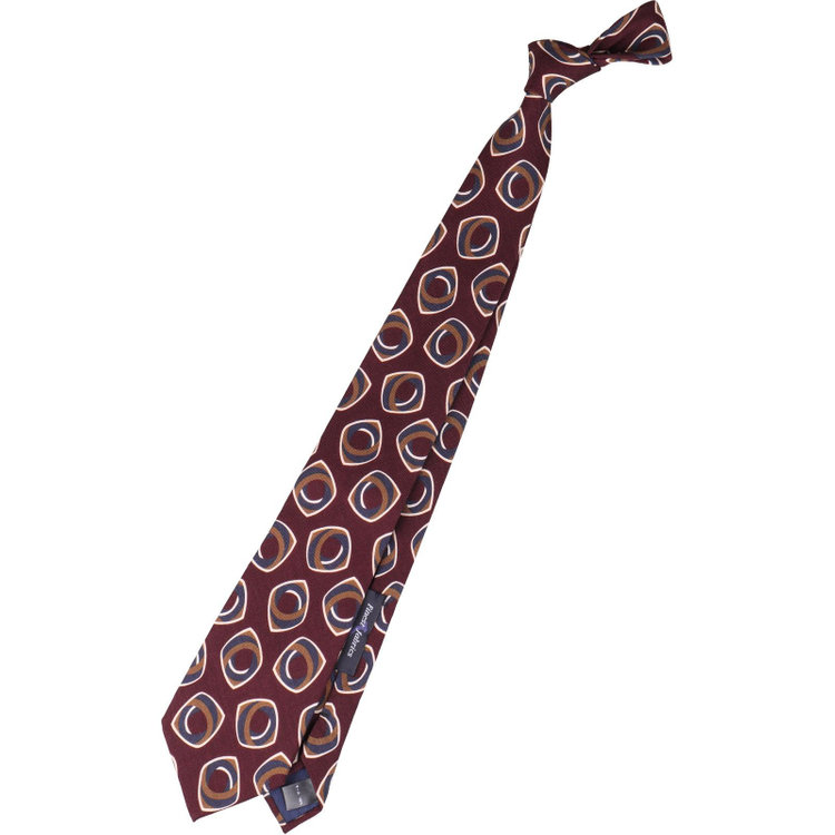 シルバーライン 【SILVER LINE】ウール小紋ネクタイ 8.5cm幅/ワイン+ネイビー/Finest fabrics by COMO ITALY その他
