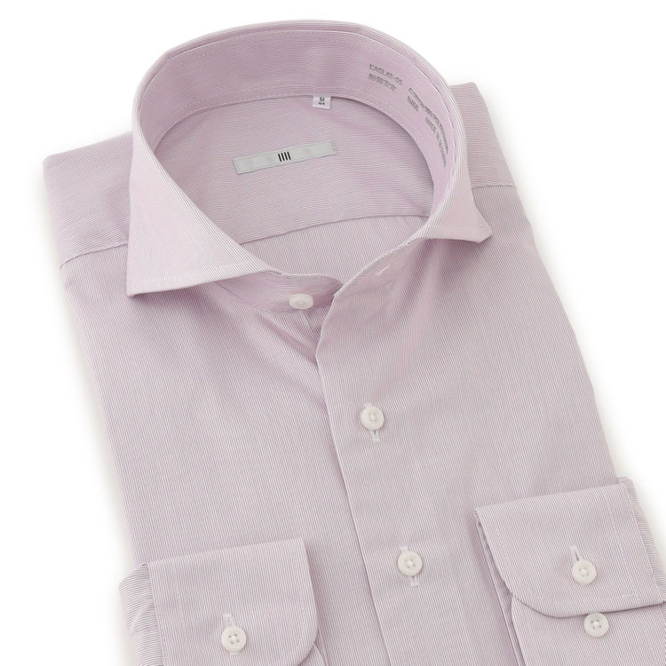 シルバーライン 【SILVER LINE】【形態安定】ホリゾンタルワイドワイシャツ/ワイン×ドビー 紫淡色