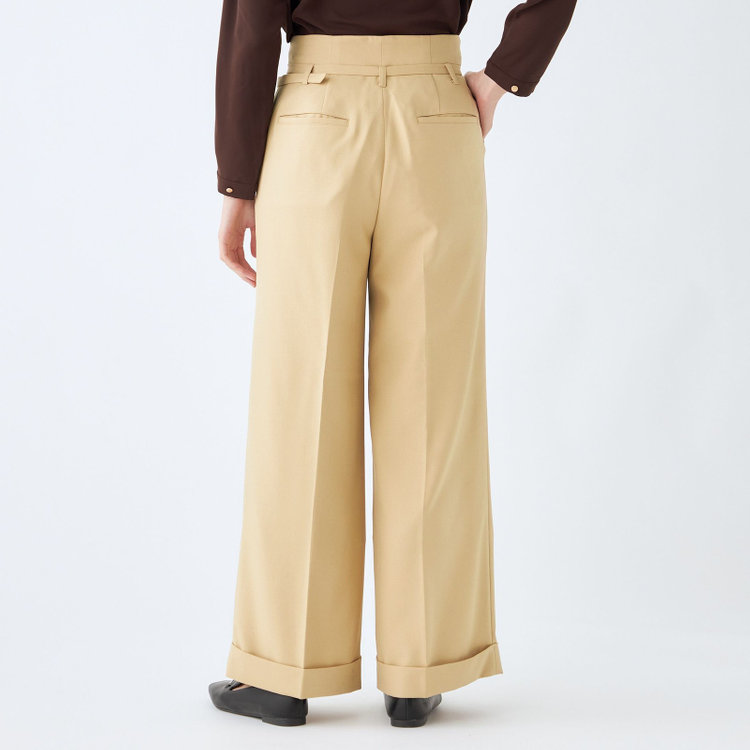 シルバーライン 【SL】【秋冬】6釦2掛けダブルワイドパンツスーツ/ライトブラウン/ストレッチ/ウエスト内側アジャスター/ウォッシャブル/※裾上げ済み仕様 茶淡色