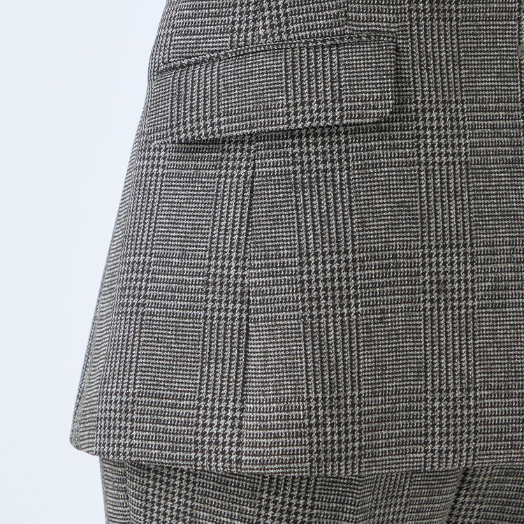 シルバーライン 【SL】【秋冬】2釦シングルパンツスーツ/グレー＆ブラック×グレンチェック/ウォッシャブル/パンツウエストゴムシャーリング仕様/※パンツ裾上げ必要 グレー中間