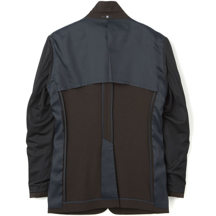 ブラックライン 【SLIM TAPERED_2】【秋冬】2釦シングルスリーピーススーツ 0タック/ブラウン×チェック/ウエストシャーリング/4S SUSTAINABILITY&ECOLOGY FABRIC/※パンツ裾上げ済仕様 茶濃色