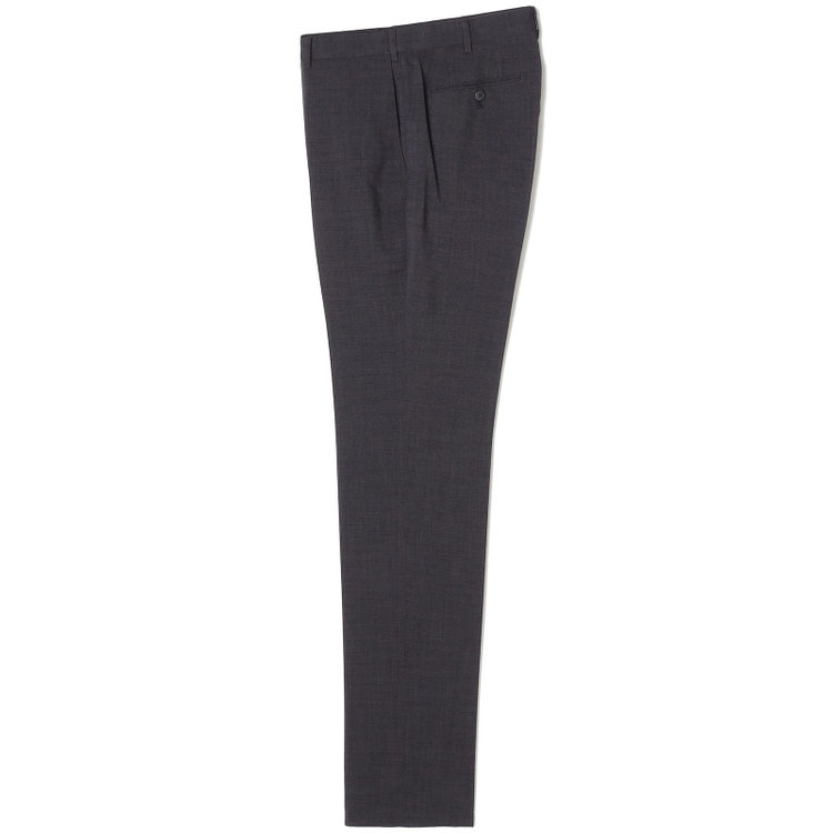 ブラックライン 【SLIM TAPERED】【春夏】0タックテーパードパンツ/グレー×スラブ/ウエストムーブ/4S SUSTAINABILITY&ECOLOGY FABRIC「ウォッシャブル」「ストレッチ」/※裾直し必要 紺濃色