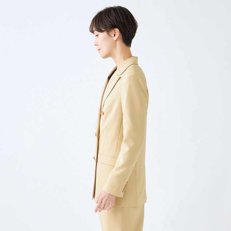 シルバーライン 【SL】【秋冬】6釦2掛けダブルワイドパンツスーツ/ライトブラウン/ストレッチ/ウエスト内側アジャスター/ウォッシャブル/※裾上げ済み仕様 茶淡色