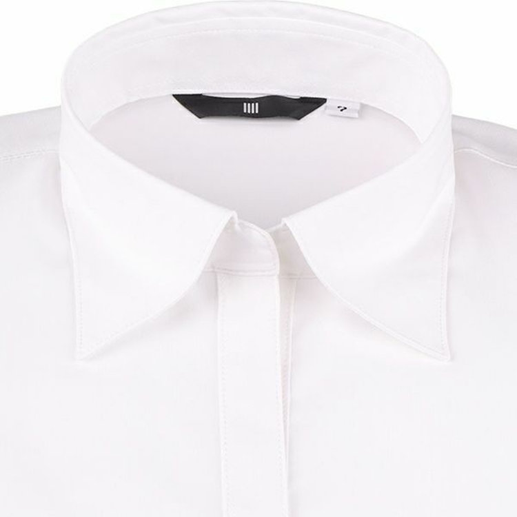 SUIT SELECT　アウトレット 【WEB限定/OUTLET/汚れ・キズ等有】【BL/長袖】スキッパーブラウス/ホワイト×ドビーヘリンボーンストライプ/NON IRON-HYBRID ホワイト系(白)