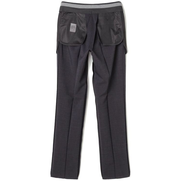 ブラックライン 【SLIM TAPERED】【春夏】0タックテーパードパンツ/グレー×スラブ/ウエストムーブ/4S SUSTAINABILITY&ECOLOGY FABRIC「ウォッシャブル」「ストレッチ」/※裾直し必要 紺濃色