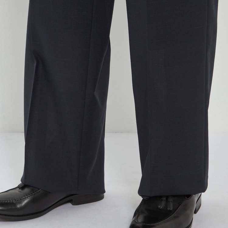 ソノタ 【BLACK LINE】【春夏】1タックワイドシルエットパンツ/ネイビー×サイロフィル/NEW ZEALAND WOOL MIX Super100’s/※裾上げ必要 紺中間