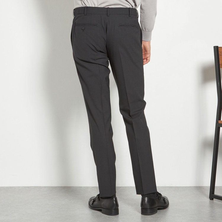 ブラックライン 【SLIM TAPERED_2】【春夏】2釦シングルスーツ 0タック/ブラック×マイクロチェック/ウエストシャーリング/4S SUSTAINABILITY&ECOLOGY FABRIC/ウォッシャブル/※パンツ裾上げ済仕様 黒