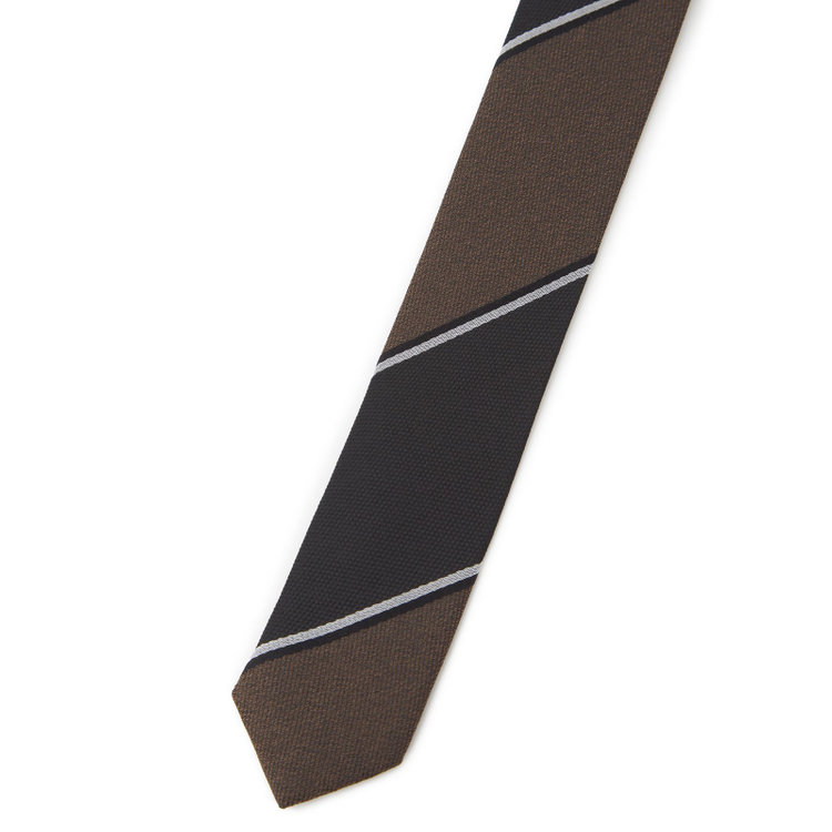 シルバーライン  【SILVER LINE】シルクブレンドストライプネクタイ 8.0cm幅/ブラック×ブラウン その他