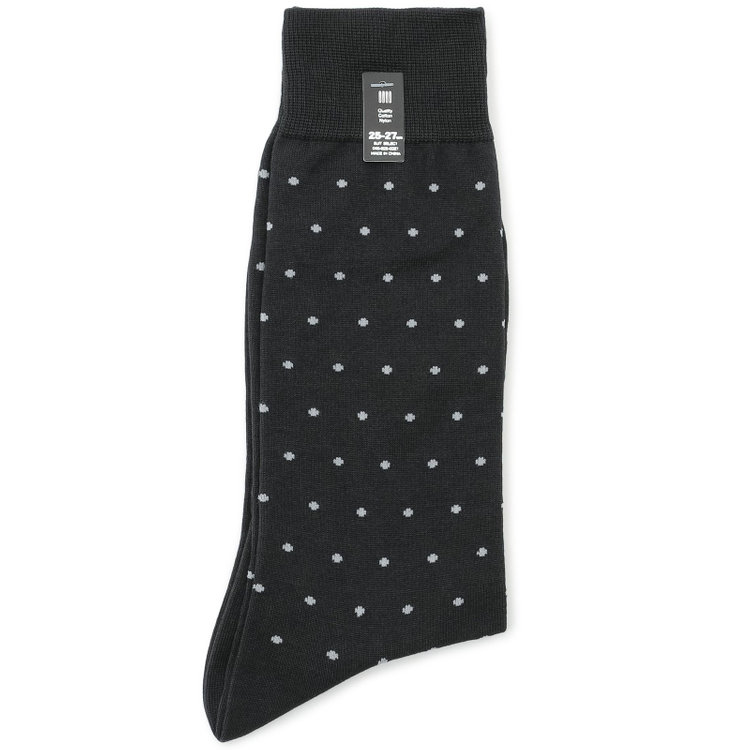 スーツセレクト 【発送在庫あり】ソックス/ダークグレー×グレードット/（25cm～27cm） グレー濃色