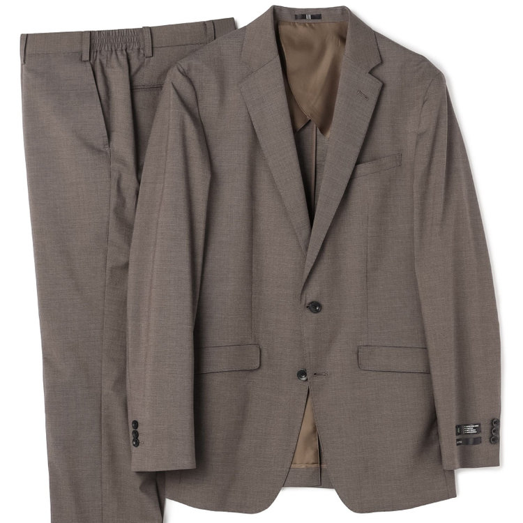 ブラックライン 【SLIM TAPERED_2】【春夏】2釦シングルスーツ 0タック/ブラウン/ウエストシャーリング/4S SUSTAINABILITY&ECOLOGY FABRIC/ウォッシャブル/※パンツ裾上げ済仕様 茶中間