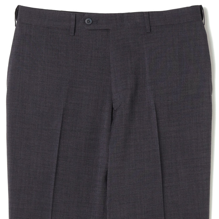 ブラックライン 【SLIM TAPERED】【春夏】0タックテーパードパンツ/グレー×スラブ/ウエストムーブ/4S SUSTAINABILITY&ECOLOGY FABRIC「ウォッシャブル」「ストレッチ」/※裾直し必要 紺濃色