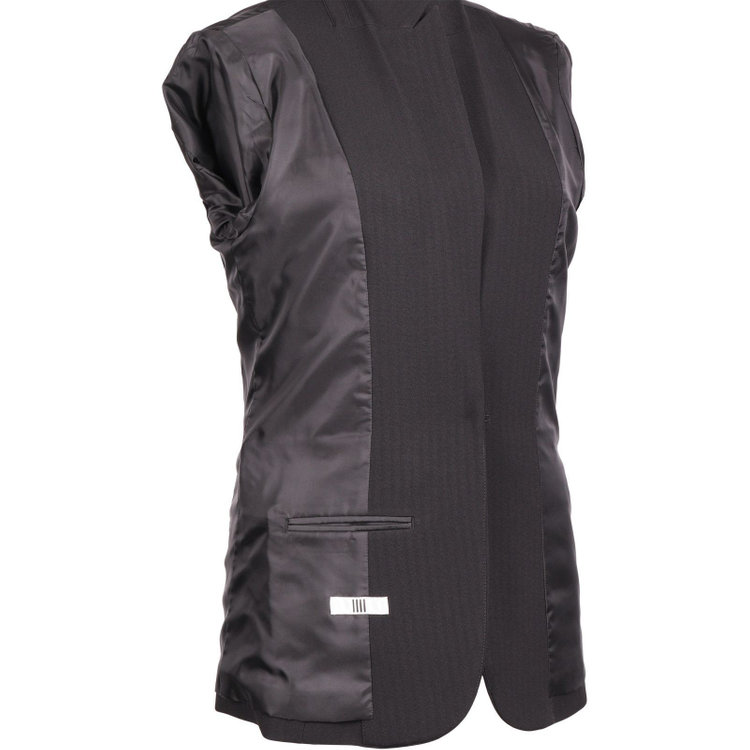 ブラックライン 【WEB限定/OUTLET】【SL】【年間】1釦シングル テーパードパンツスーツ/ブラック×シャドーストライプ/ウォッシャブル ブラック系(黒)