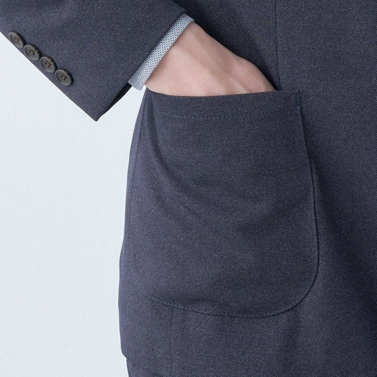 シルバーライン 【CLASSICO TAPERED】【春夏】2釦シングルジャケット/ネイビー/パッチポケット/4S SUSTAINABILITY&ECOLOGY FABRIC 紺濃色