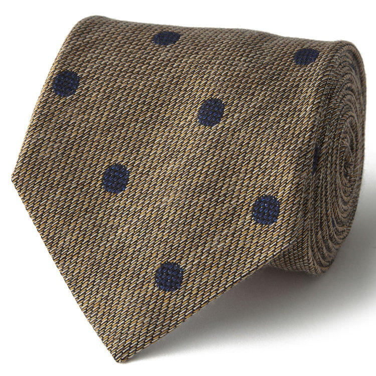 シルバーライン 【発送在庫あり】【SILVER LINE】コットンウールシルクドットネクタイ 8.5cm幅/ベージュ/ITALIAN FABRICS その他