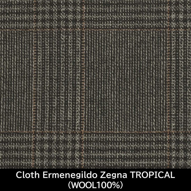 スーツセレクト 【日本製】【MEN'S】【パターンオーダー】【SLIM TAPERED】【春夏】スーツ/グレー×チェック/Cloth Ermenegildo Zegna TROPICAL(WOOL100%) グレー系(灰)