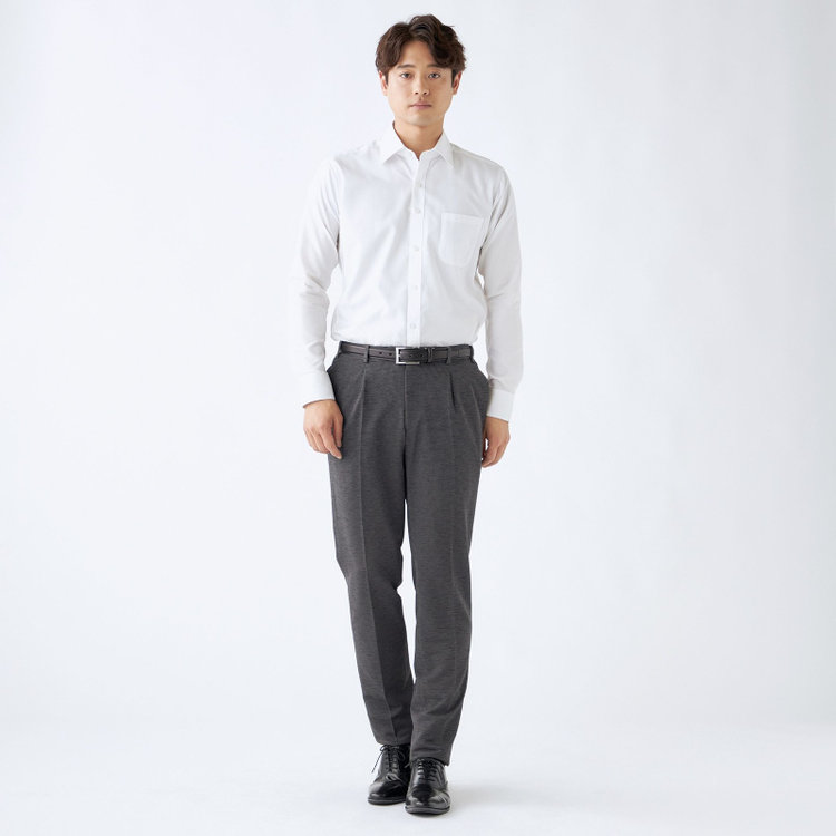シルバーライン 【CLASSICO TAPERED】【春夏】1タックテーパードパンツ/グレー＆ブラック×ハウンドトゥース/ウエストシャーリング/4S SUSTAINABILITY&ECOLOGY FABRIC/※裾上げ必要 グレー濃色