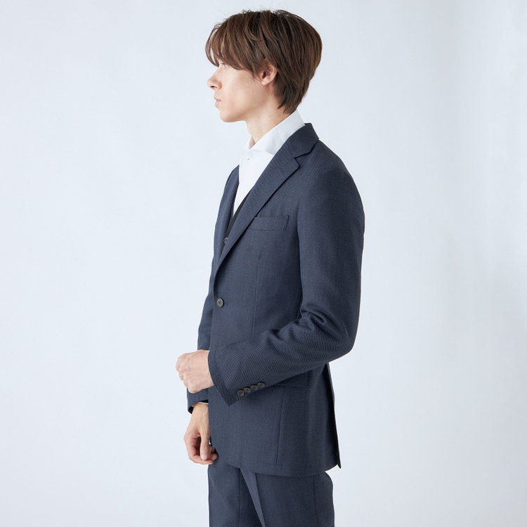 シルバーライン 【RBC】【秋冬】ウールブレンド2釦ジャケット/ネイビー×バーズアイ 紺中間