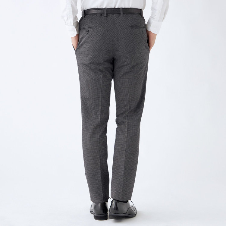 シルバーライン 【CLASSICO TAPERED】【春夏】1タックテーパードパンツ/グレー＆ブラック×ハウンドトゥース/ウエストシャーリング/4S SUSTAINABILITY&ECOLOGY FABRIC/※裾上げ必要 グレー濃色