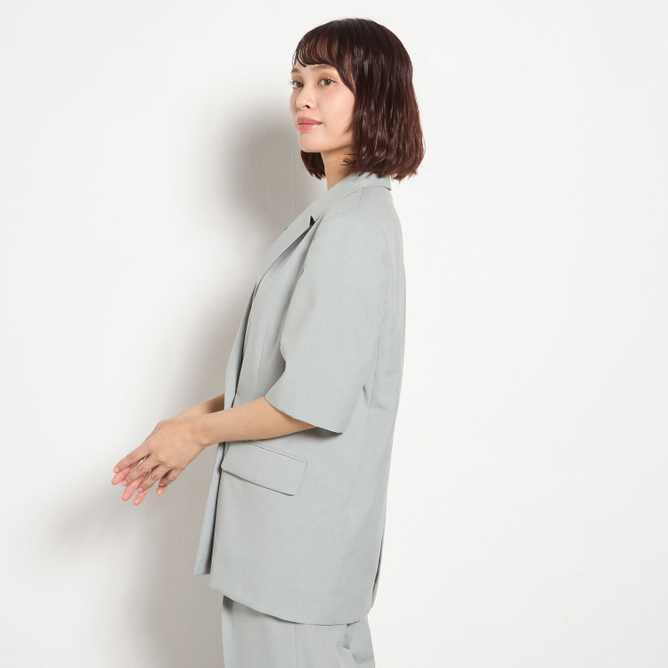 シルバーライン 【RELAX WIDE】【春夏】 2釦1掛けダブルジャケットワイドパンツスーツ/グレー/4S SUSTAINABILITY&ECOLOGY FABRIC/※パンツ裾上げ済仕様 茶中間