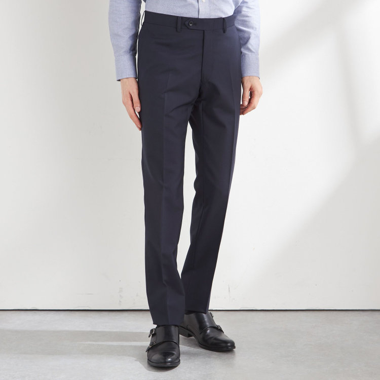 ブラックライン 【SLIM TAPERED_2】【年間】スペアパンツ付き/2釦シングルスーツ 0タック/ネイビー×ソリッド/THE RECRUIT STYLE/SHOWER CLEAN/※裾上げ必要 紺中間