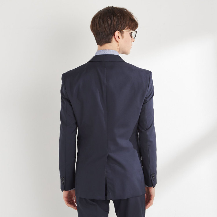 ブラックライン 【SLIM TAPERED_2】【年間】スペアパンツ付き/2釦シングルスーツ 0タック/ネイビー×ソリッド/THE RECRUIT STYLE/SHOWER CLEAN/※裾上げ必要 紺中間