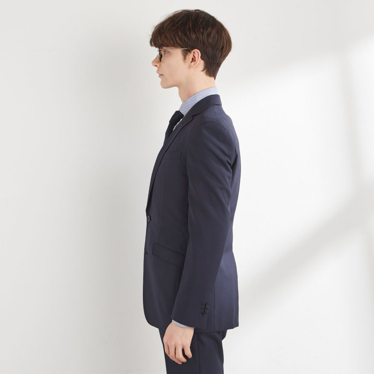 ブラックライン 【SLIM TAPERED_2】【年間】スペアパンツ付き/2釦シングルスーツ 0タック/ネイビー×ソリッド/THE RECRUIT STYLE/SHOWER CLEAN/※裾上げ必要 紺中間