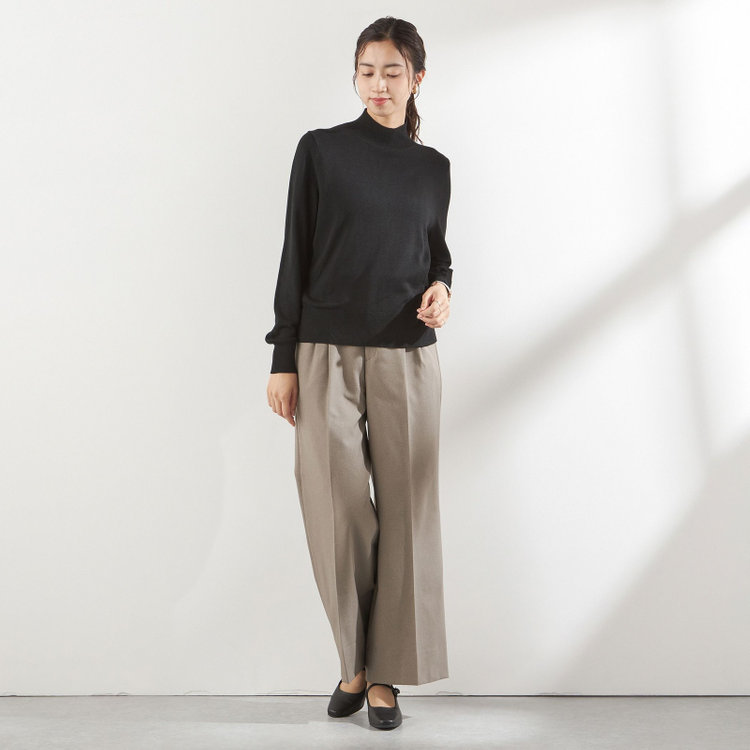 シルバーライン 天竺ハイネックニット/ブラック 黒