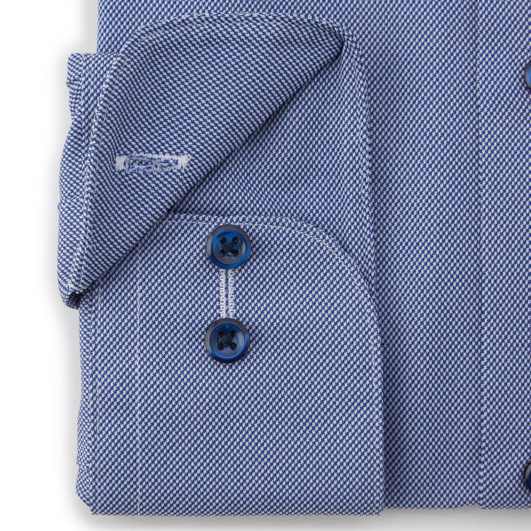 ブラックライン 【発送在庫あり】【WEB限定】【BLACK LINE】ホリゾンタルワイドワイシャツ/ブルー×ドビー/釦・釦付糸：ネイビー/「4S」スーパーノンアイロン・ストレッチ 紺中間