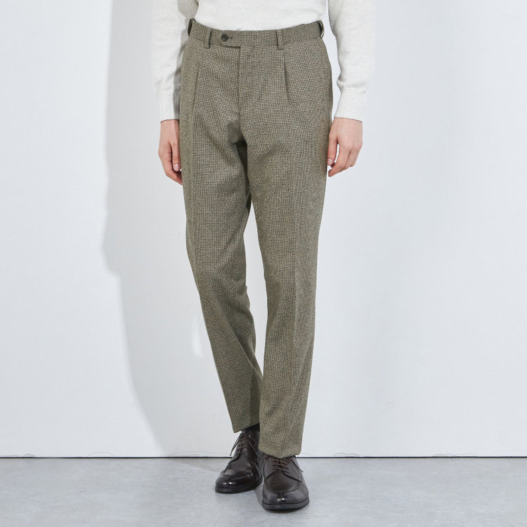 シルバーライン 【5DAYS CLOSET】【RBC】【秋冬】1タックテーパードパンツ/カーキ×チェック/ウエストムーブ/※裾上げ必要 黄淡色