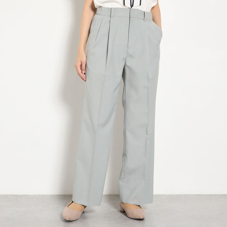 シルバーライン 【RELAX WIDE】【春夏】 2釦1掛けダブルジャケットワイドパンツスーツ/グレー/4S SUSTAINABILITY&ECOLOGY FABRIC/※パンツ裾上げ済仕様 茶中間