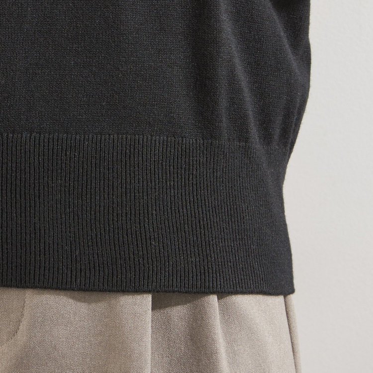 シルバーライン 天竺ハイネックニット/ブラック 黒