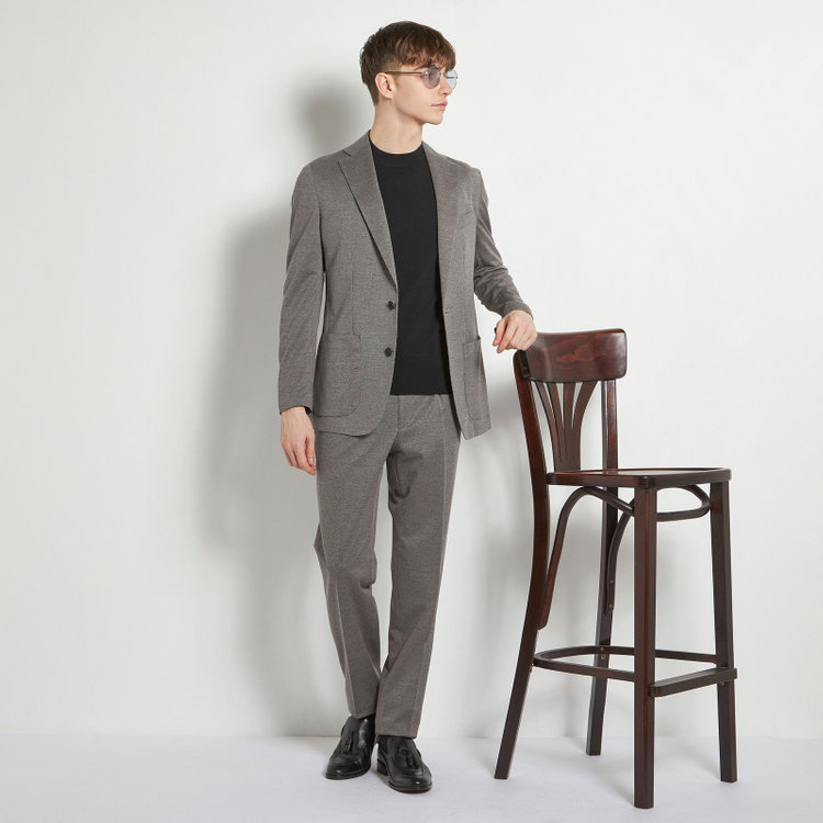 シルバーライン 【5DAYS CLOSET】【RBC】【春夏】2釦シングルジャケット/グレー×ハウンドトゥース/パッチポケット グレー中間