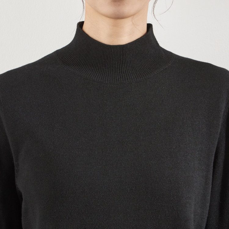 シルバーライン 天竺ハイネックニット/ブラック 黒