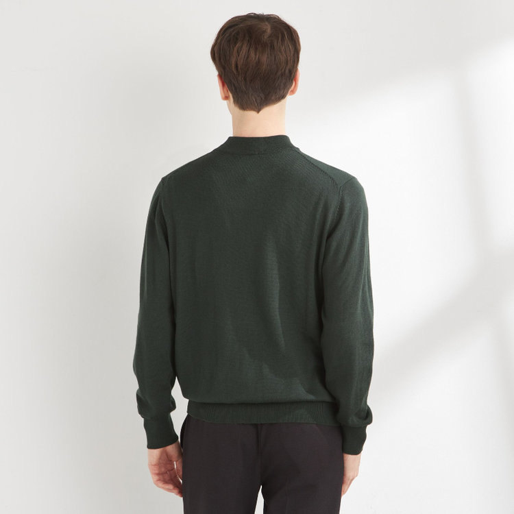 スーツセレクト 【RBC】【秋冬】ウールモックネックニットセーター/グリーン/ZEGNA BARUFFA/マシンウォッシャブル 緑中間
