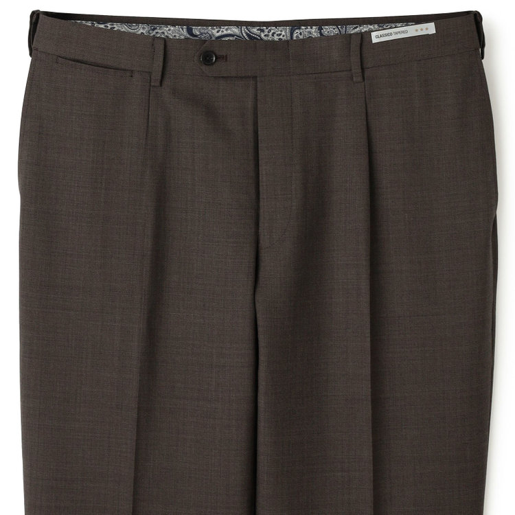シルバーライン 【CLASSICO TAPERED】【春夏】1タックテーパードパンツ/ブラウン/ウエストムーブ/※裾上げ必要 茶中間