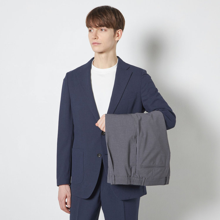 シルバーライン 【RBC】【春夏】コーディネートパンツ付き/2釦シングルスーツ 1タック/ネイビー+グレーソリッドパンツ/パッチポケット/ウエストムーブ/4S AIR SUSTAINABILITY&ECOLOGY FABRIC/※パンツ裾上げ済仕様 紺濃色