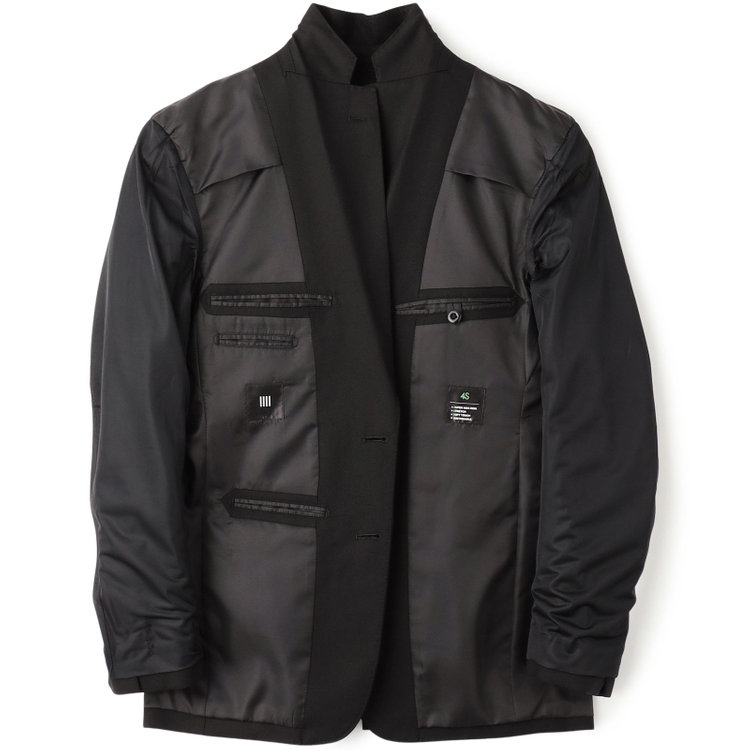 ブラックライン 【SLIM TAPERED_2】【秋冬】2釦シングルスーツ 0タック/ブラック×バーズアイ/ウエストシャーリング/4S SUSTAINABILITY&ECOLOGY FABRIC/※パンツ裾上げ済仕様 黒