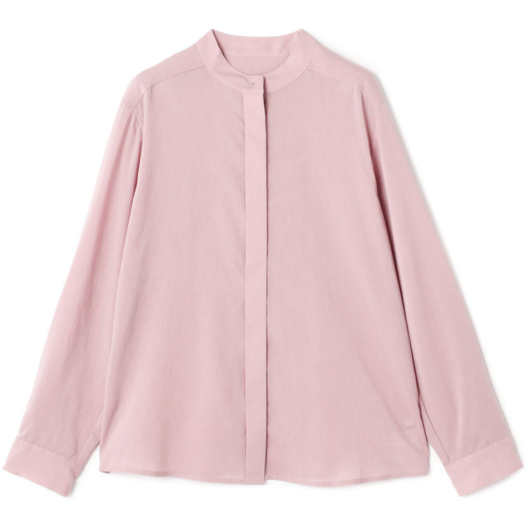 シルバーライン 【SL/長袖】バンドカラーブラウス/比翼仕様/ピンク 赤淡色