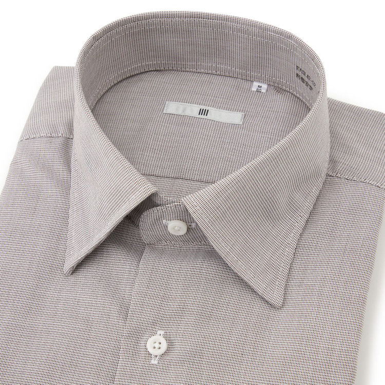 シルバーライン  【SILVER LINE】【形態安定】ワイドドレスワイシャツ/ブラウン×ドビー 茶中間