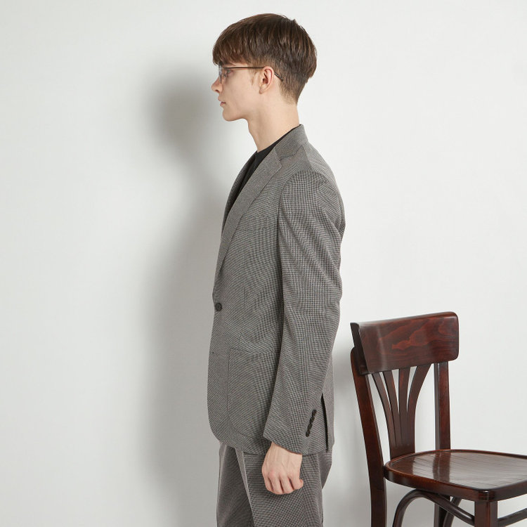 シルバーライン 【5DAYS CLOSET】【RBC】【春夏】2釦シングルジャケット/グレー×ハウンドトゥース/パッチポケット グレー中間