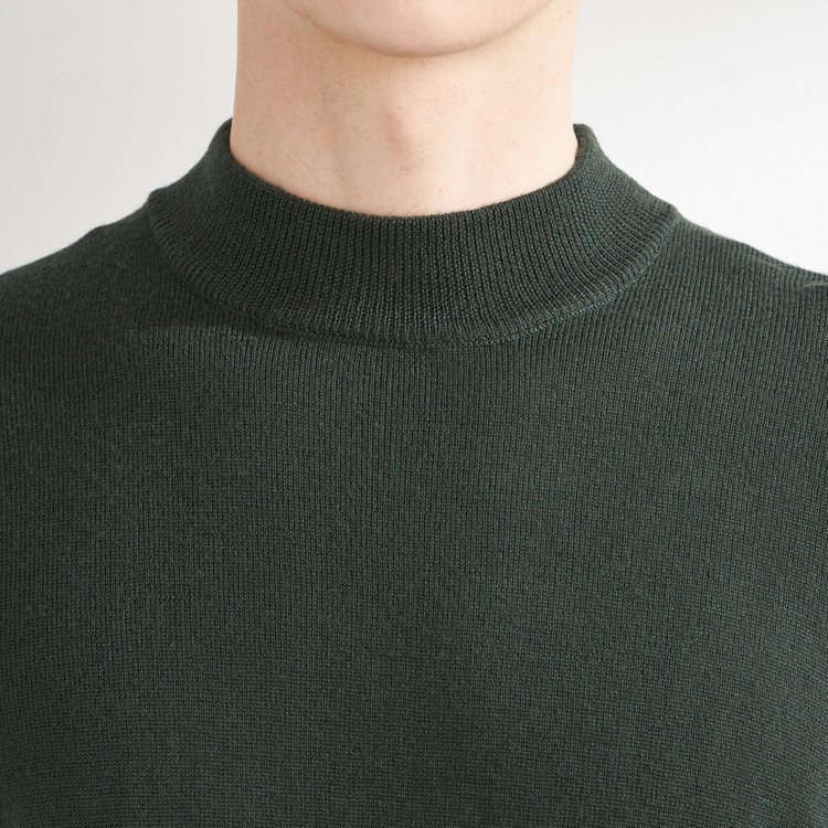 スーツセレクト 【RBC】【秋冬】ウールモックネックニットセーター/グリーン/ZEGNA BARUFFA/マシンウォッシャブル 緑中間