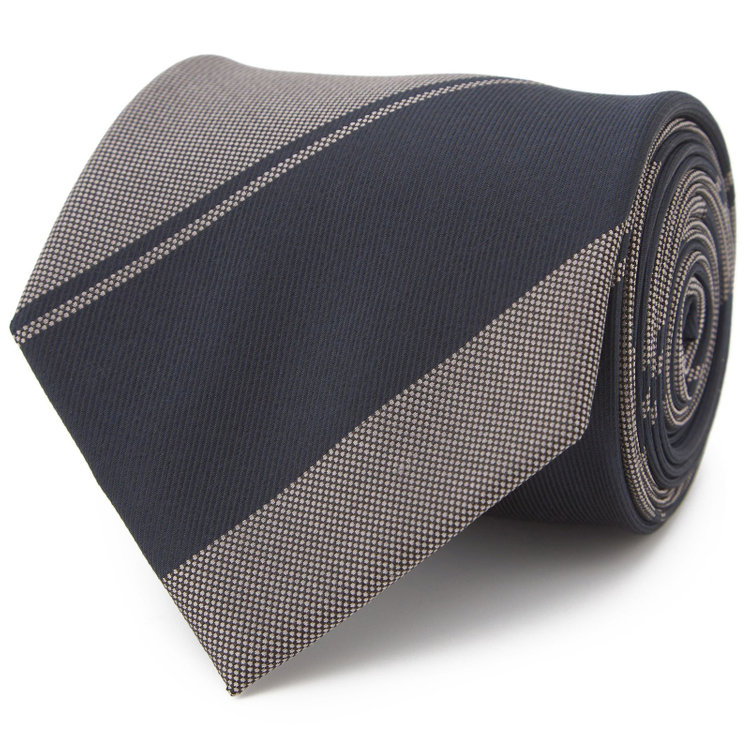 ブラックライン 【BLACK LINE】シルクブレンドストライプネクタイ 7.5cm幅/ネイビー×グレー その他