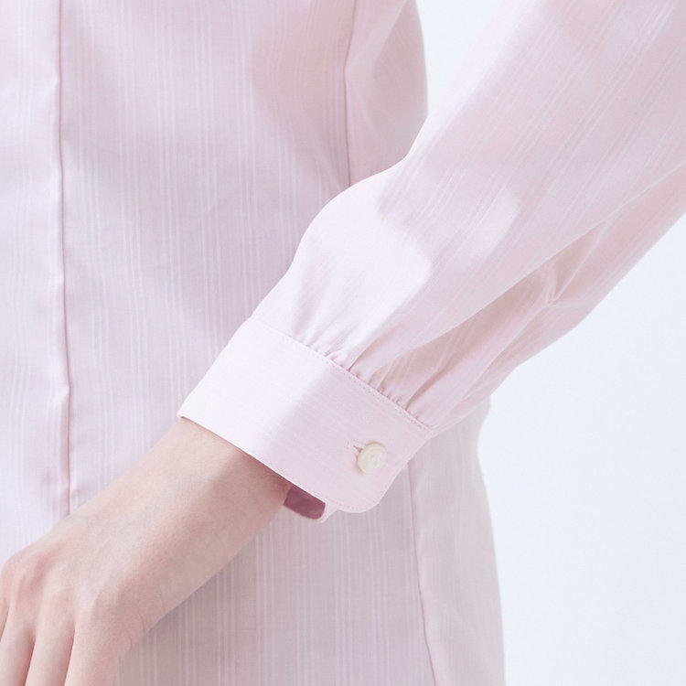 ソノタ 【SUIT SELECT×Samantha Thavasa】【長袖】リボン&フリル取り外しスキッパー/ピンク×ドビーストライプ 赤淡色