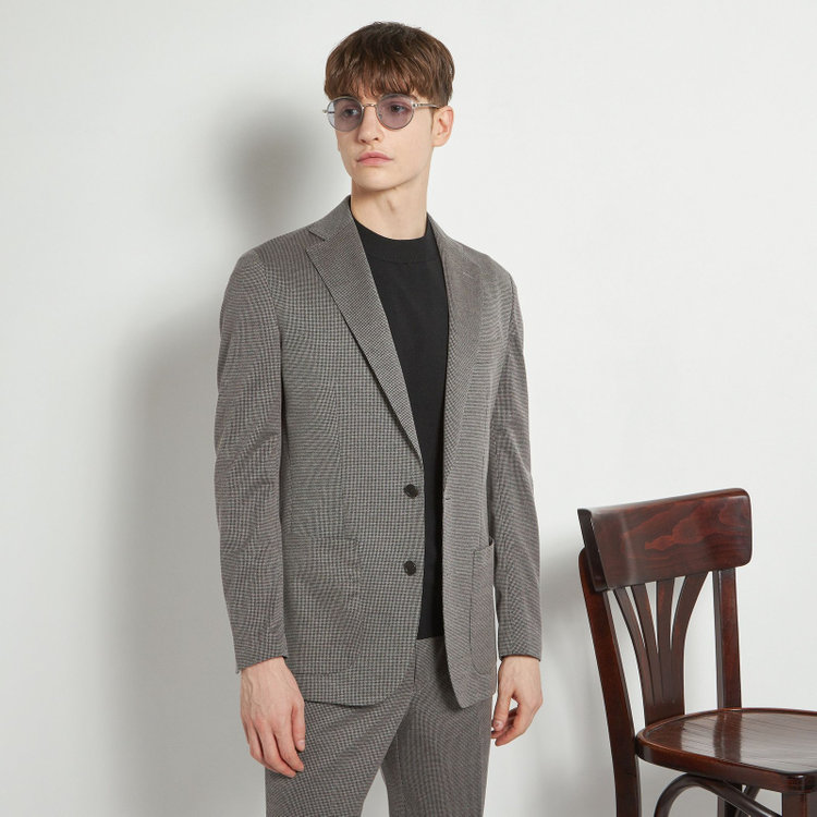 シルバーライン 【5DAYS CLOSET】【RBC】【春夏】2釦シングルジャケット/グレー×ハウンドトゥース/パッチポケット グレー中間