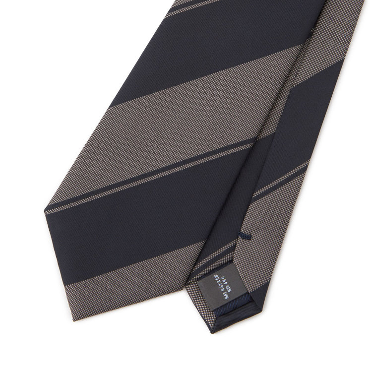 ブラックライン 【BLACK LINE】シルクブレンドストライプネクタイ 7.5cm幅/ネイビー×グレー その他